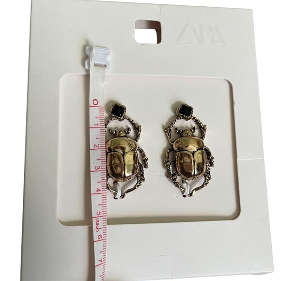 Zara Maxi Beetle Insect Earrings – Gold Statement Jewelry with Crystal Detail - Picture 5 of 5